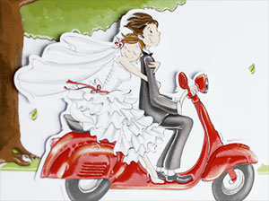 Brautpaar auf Motorroller – Detail 2