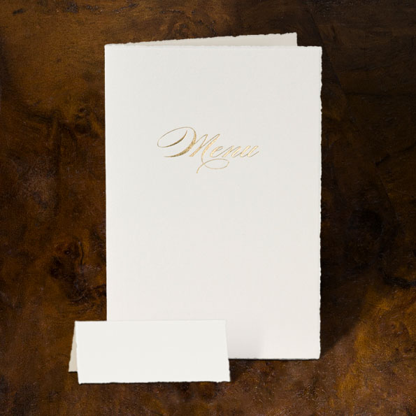 Hochzeitskarten-Set bestehend aus Menü- und Tischkarte.
