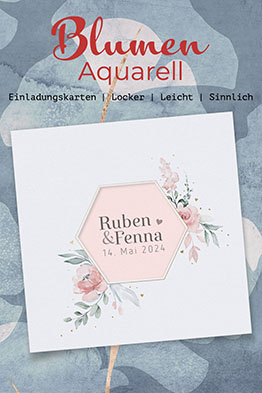 Weiße Einladungskarten mit hübschem Blumenaquarell.