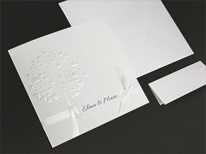 Hochzeitseinladung, Kuvert und Tischkarte